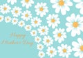 Happy mothers day vector concept illustration with daysies on a blue background Royalty Free Stock Photo