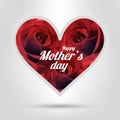 Happy Mothers Day. Vector Festive Holiday Illustration With Lettering And red Rose Heart