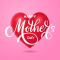 Happy Mothers day vector greeting card on red heart