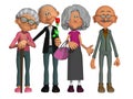 Happy and motivated old people 3d Royalty Free Stock Photo