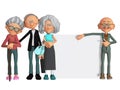 Happy and motivated old people with placard 3d Royalty Free Stock Photo