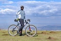 Mountain biker on the hills Royalty Free Stock Photo