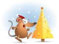 Happy Mouse with Christmas cheese Royalty Free Stock Photo