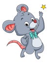 The happy is mouse is trying to take the star