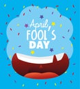 Happy mouth with teeth to fools day Royalty Free Stock Photo