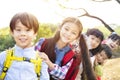 Multi-ethnic group of schoolchildren in park