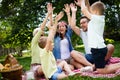 Multi generation family enjoying picnic in a park Royalty Free Stock Photo