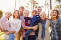 Happy multi-generation family portrait in the countryside Royalty Free Stock Photo