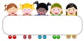 Happy Multicultural Kids Holding Banner Royalty Free Stock Photo