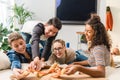 happy multicultural teenagers taking Royalty Free Stock Photo