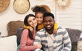 Happy multiracial family portrait, stay at home Royalty Free Stock Photo
