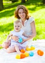 Happy mum and her Child playing in Park together Royalty Free Stock Photo