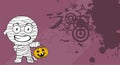 Happy mummy expression cartoon hallooween background