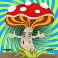 Happy mushroom with open hands