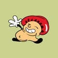 Happy Mushroom Vintage toons: funny character, vector illustration trendy classic retro cartoon style