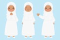 Muslim African American Girl. Muslim Kids Vector Set