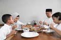 Muslim asian family having sahoor or sahur Royalty Free Stock Photo