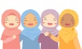 Muslim Girls Best Friends Laughing Together Character Vector