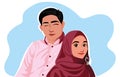 Happy muslim couple. Young muslims love each other Royalty Free Stock Photo