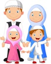 Happy Muslim family cartoon