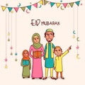 Happy muslim family celebrating Eid Mubarak festival. Royalty Free Stock Photo