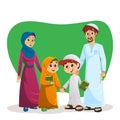 Happy Muslim Family with Kids