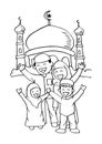 Happy Muslim family at the mosque