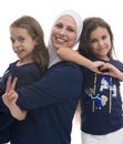 A Happy Muslim Family, Mother and Her Daughters Royalty Free Stock Photo