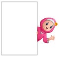 Happy Muslim girl cartoon holding blank sign Royalty Free Stock Photo