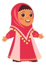 Happy muslim girl in traditional red hijab scarf Royalty Free Stock Photo