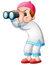 Happy Muslim kid playing binoculars Royalty Free Stock Photo