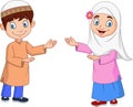 Happy Muslim kids cartoon