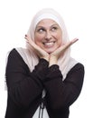 Happy Muslim Woman with A Beautiful Smile Looking Up