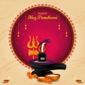 Happy Nag Panchami greeting card with king cobra Snake, milk, shivling. Hindu Festival Poster Realistic design with copy space Royalty Free Stock Photo