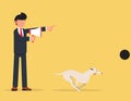 Happy National Dog Day 26 August. Businessman training a dog