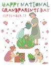 Happy national grandparent s day greeting card. Vector illustration