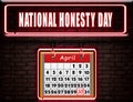 30 April , National Honesty Day, Neon Text Effect on Bricks Background