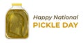 Happy National Pickle Day. Vector illustration with cucumbers jar, flat style