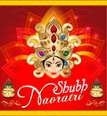 Happy navratri celebration background with face of goddess durga