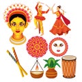 Happy navratri celebration with bundle icons