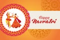 Happy navratri celebration with dancers in mandala