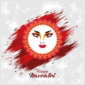 Happy navratri celebration with goddess amba face and lettering