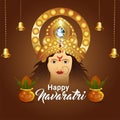 Happy navratri celebration greeting card with Goddess durga illustration