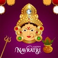 Happy navratri celebration greeting card with Goddess durga illustration