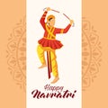 Happy navratri celebration with man dancer