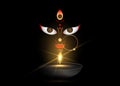 Happy Navratri, Goddess Durga Face in Happy Durga Puja Subh Navratri Indian religious header banner background. Light oil lamp Royalty Free Stock Photo