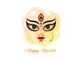 Happy Navratri, Goddess Durga Face in Happy Durga Puja Subh Navratri Indian religious header banner background with luxury golden Royalty Free Stock Photo