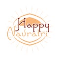 Happy navratri indian, calligraphy celebration banner flat style icon