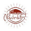 Happy navratri indian, calligraphy celebration banner silhouette style icon