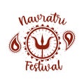 Happy navratri indian celebration, goddess durga decorative festival silhouette style icon